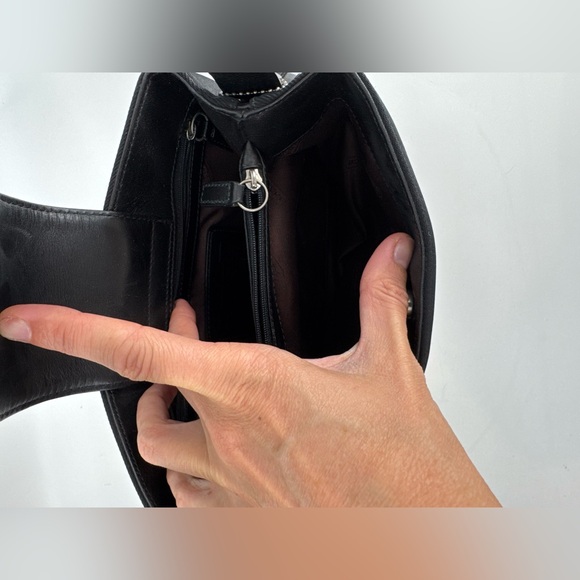 Coach Mini Black Canvas Tote Bag with Leather Trim-Minimalist Professional Style - Picture 4 of 9